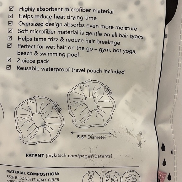 Kitsch Women’s 2 Pack Black & White Absorbent Microfiber Towel Scrunchies - Picture 5 of 5